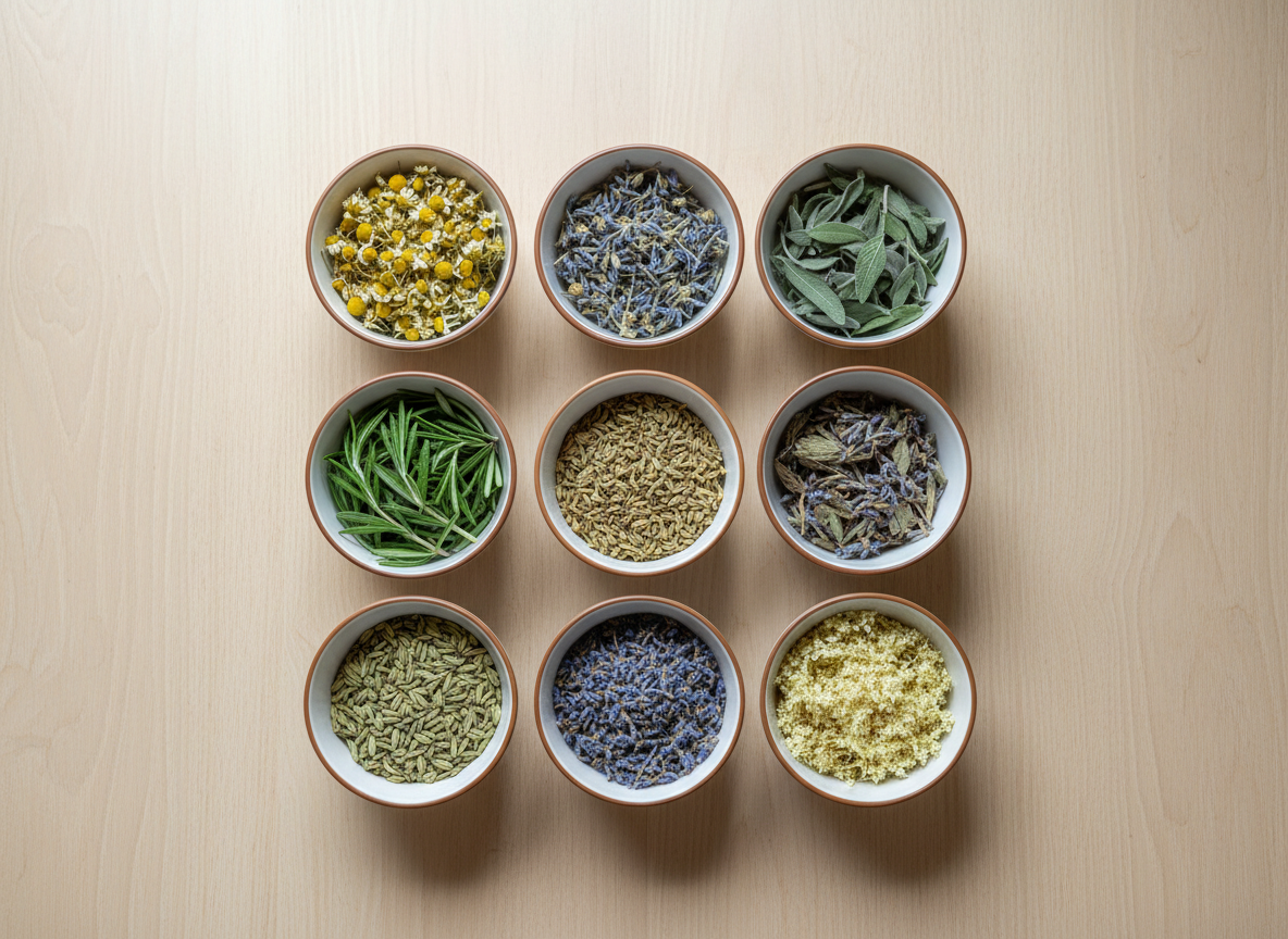 Byliny v miskách – top view